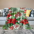 thumbnail image 2 of Fenyluxe Poinsettias, Pine Cones, and Red Berries Print Throw Blanket | Lightweight Flannel Blanket for Bed, Couch, Car | All Seasons Blanket for Kids and Adults 50x60in, 2 of 6