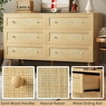 thumbnail image 6 of Rattan Dresser for Bedroom, Modern 6 Drawer Dressers & Chest of Drawers, Natural Boho Dresser with Handles Wood Storage Organizer Modern Dressers for Closet, Hallway, Office, 6 of 7
