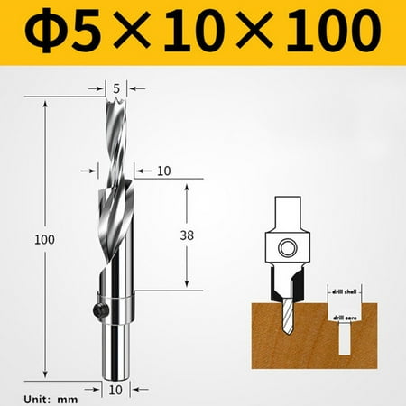 

Goodhd Woodworking Salad Drill 10mm Shank Countersunk Head Two-stage Stepped Drill Bit