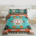 thumbnail image 2 of Homewish Vintage Western Aztec Queen Comforter Set, Tribal Hippie Bohemian Bedding Sets, Cyan Orange Triangle Reversible Bedding Comforter Set, Luxury Bedroom Decor, 3 Pieces, 2 of 8
