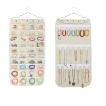 Artrylin Hanging Jewelry Organizer,Accessories Organizer,59 Pocket Organizer for Holding Jewelries,Small Objects Storage Jewelry Hanging Bag,Double-Sided Jewelry Storage Hanging Bag (Beige)