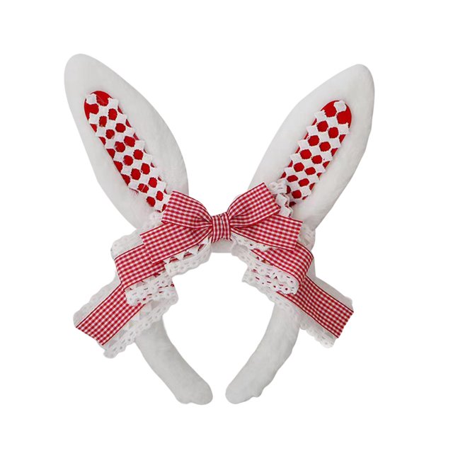 Diadema Orejas de conejo de peluche Sunnimix Lazo Cinta Accesorios Rojo