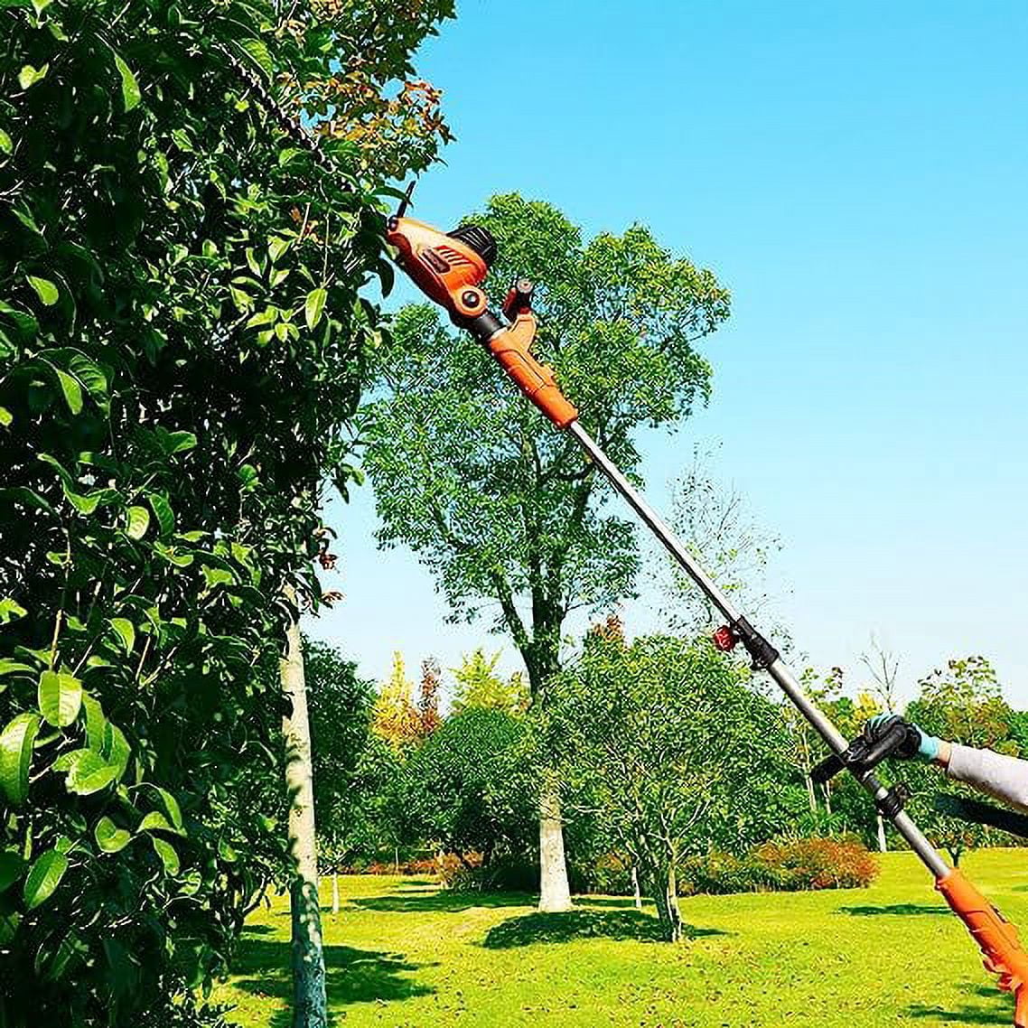 GARCARE 2 in 1 Corded Electric Hedge Trimmer, 4.8A Power Pole Trimmer, Garden Tools Set, 18 inch Laser Blade