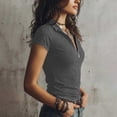 thumbnail image 5 of BXJX Womens Collared T-shirts, Zipper Short Sleeve Fashion Casual Summer Tops Womens Tees Gray Size XL, 5 of 6