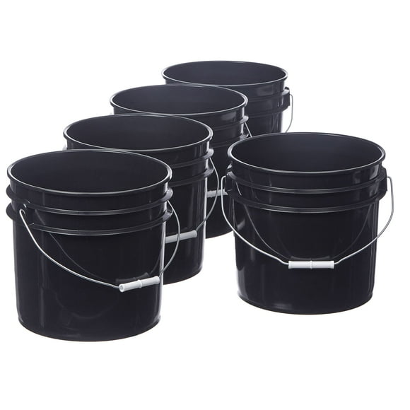 Hudson Exchange Premium 3.5 Gallon Bucket, HDPE, Black (5)
