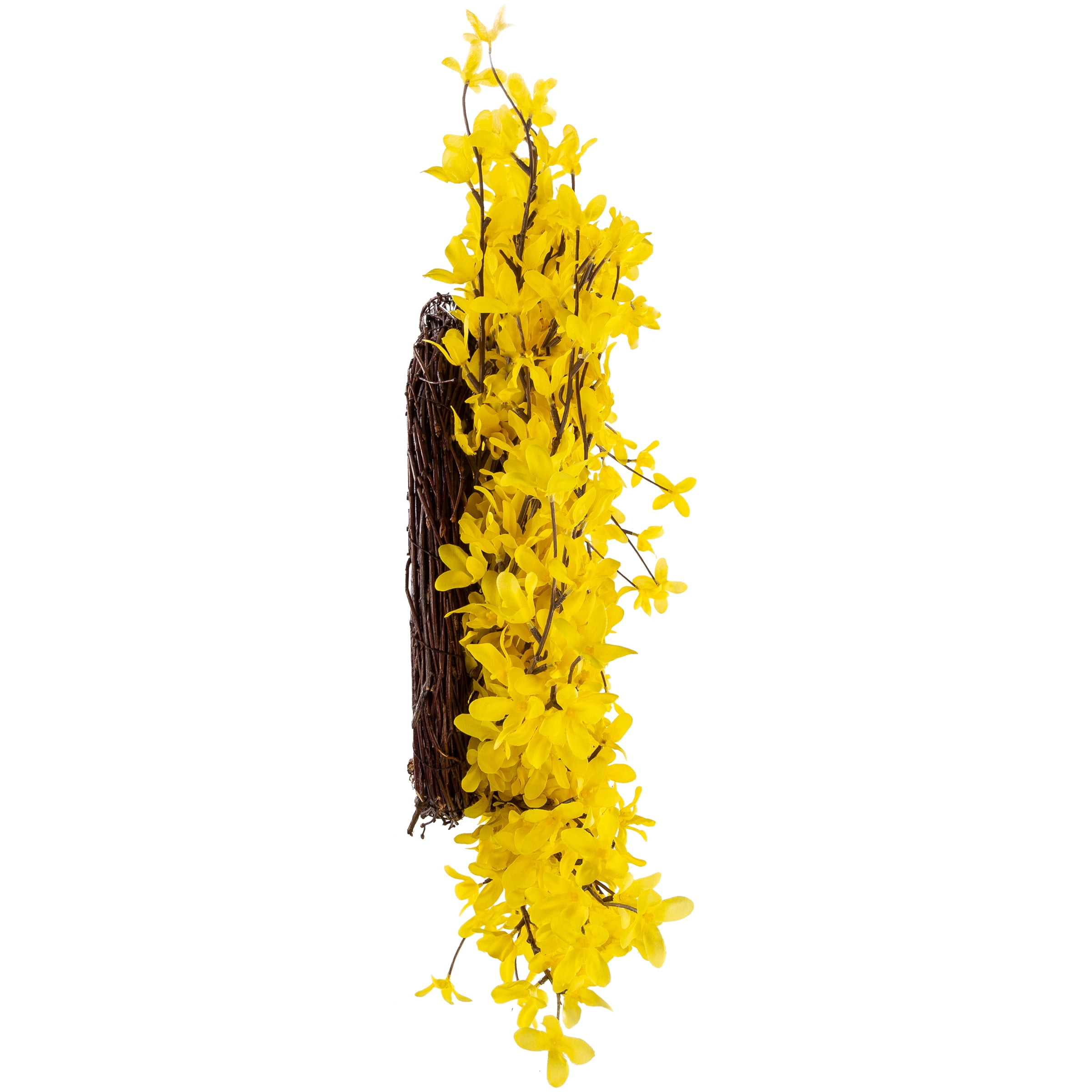 Pure Garden 24-Inch Artificial Yellow Forsythia Wreath for Home Decor
