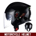 thumbnail image 3 of Casco de motocicleta de doble lente 3/4, casco medio para hombre, casco universal para las cuatro estaciones para mujer, tres cuartos, 3 of 5