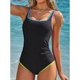 thumbnail image 6 of Asoul Ribbed One Piece Color Blocked Swimsuits for Womens Slimming Swimwears Tummy Control Swimming Suits Monokini Bathing Suits, 6 of 8