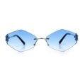 thumbnail image 3 of Luxury Retro Rimless Diamon Shape Hustler Metal Frame Sunglasses Silver - Blue, 3 of 8