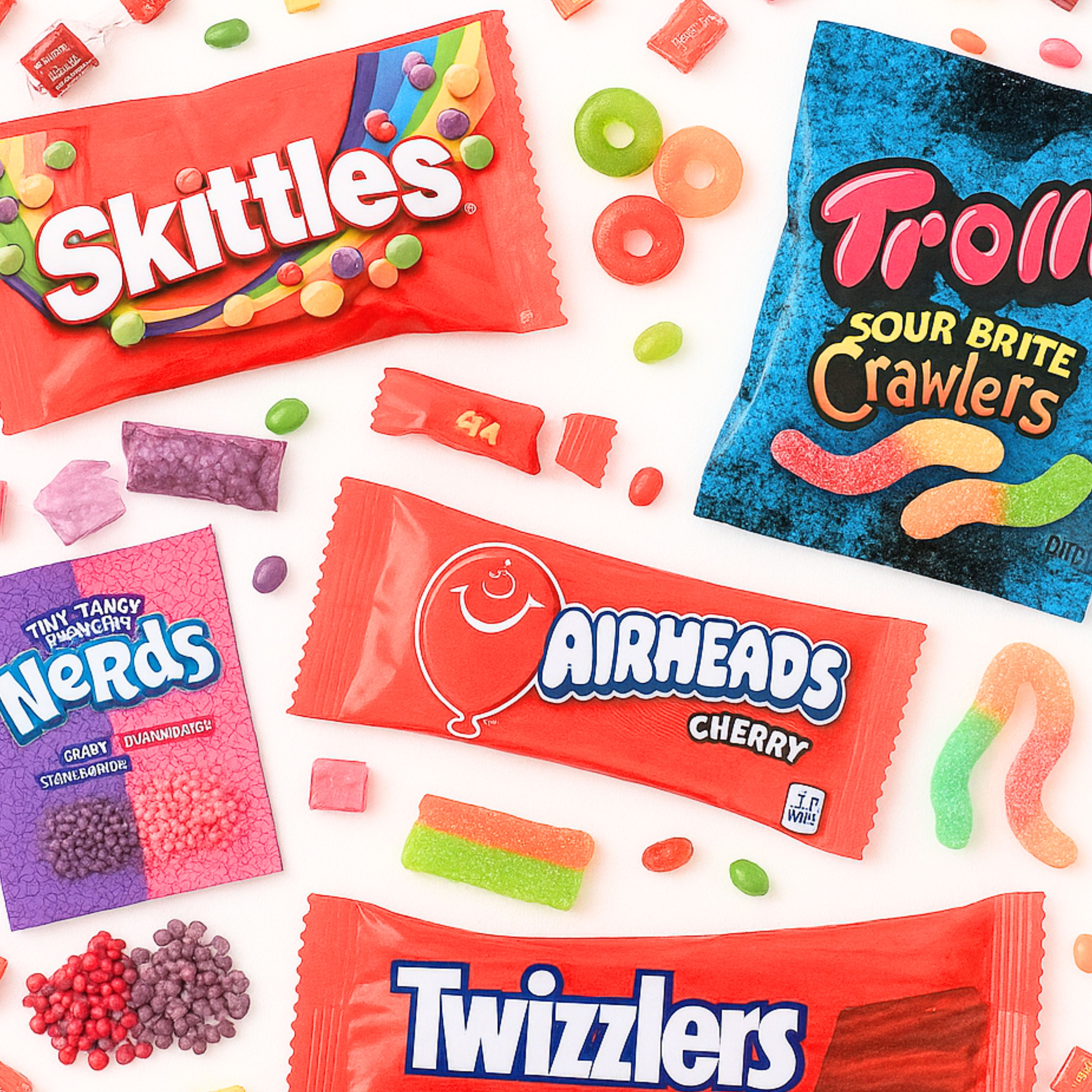 2 lbs Candy Mix – Assorted Mini Packs of Skittles, AirHeads, Nerds, Twizzlers, Trolli, Lifesavers & More – Party Favor Bulk Candy for Kids, Halloween, Piñata, Events