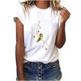 thumbnail image 2 of Puntoco, camiseta de mujer, tops casuales de verano, tops coreanos Harajuku con estampado de pájaros multicolores Puntoco Puntoco-3040, 2 of 9