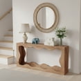 thumbnail image 6 of 63" Farmhouse Console Table With Storage - Wavy Scalloped Narrow Entryway Sofa Table, Long Hallway Stand For Living Room (Wood), 6 of 9
