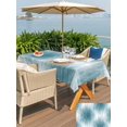 thumbnail image 6 of 60x102 Inch Outdoor Tablecloth with Umbrella Hole Zipper Rectangle Teal Striped Rectangular Tablecloths Outside Waterproof Abstract Vertical Streaks Stripes Patio Table Cloth Cover for Picnic Party, 6 of 8
