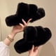 thumbnail image 3 of Zapatillas mullidas de invierno para mujer, pantuflas de piel para casa nueva, plataforma plana, zapatos de interior peludos y acogedores, chanclas coreanas, 2024, 3 of 5