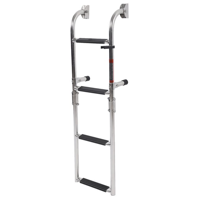 Pontoon Boarding Ladder, 316 Stainless Steel Boat Folding 4 Steps Ladder Adjustable for Yachts