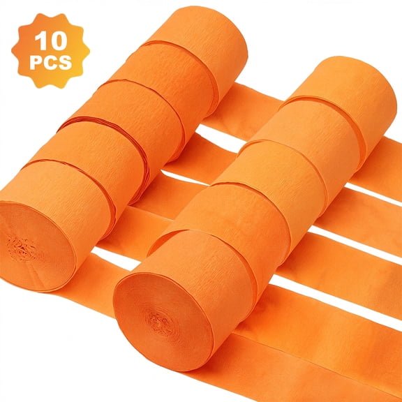 Orange Crepe Paper Streamers, 820FT Streamers Party Decorations for Birthday Wedding Halloween Backdrop, 10 Rolls