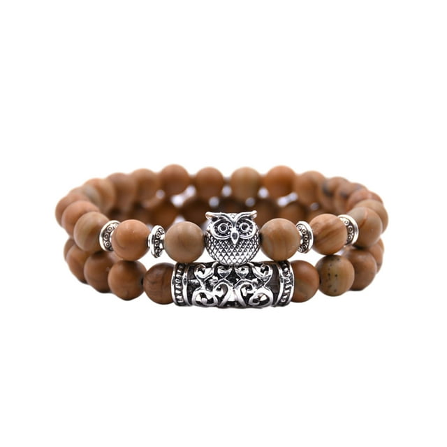 Pulseras de piedra natural de cuentas versátil Idea de regalo para un look moderno Qarigey Grano de madera