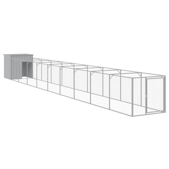 vidaXL Dog House with Run Outdoor Dog Kennel Cage Shelter Galvanized Steel