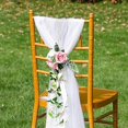 thumbnail image 2 of Ifeng Wedding Aisle Chair Decorations Set Of 8, Pink Cream Artificial Rose Flowers With Chiffon Ribbons, Floral Church Chair Bench Decor For Wedding C, 2 of 4