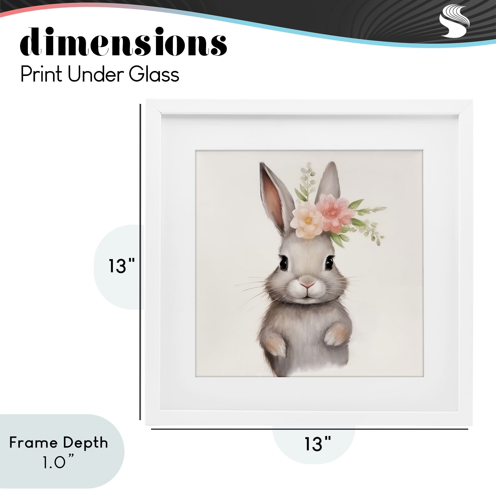Stupell Industries Sweet Floral Crowned Bunny White Framed Print Under Glass, design by Lazar Studio