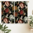 thumbnail image 5 of Boho Floral Kitchen Curtains Black Bohemian Flower Small Short Cafe Window Curtains Leaf Spring Aesthetic Blossom Rod Pocket Bathroom Window Drapes Treatment Tier Curtains (27.5x39 Inch), 5 of 6