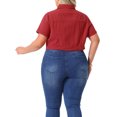 thumbnail image 4 of DARING DIVA Women's Plus Size Short Sleeves Button Down Cropped Jackets 2X Red, 4 of 6