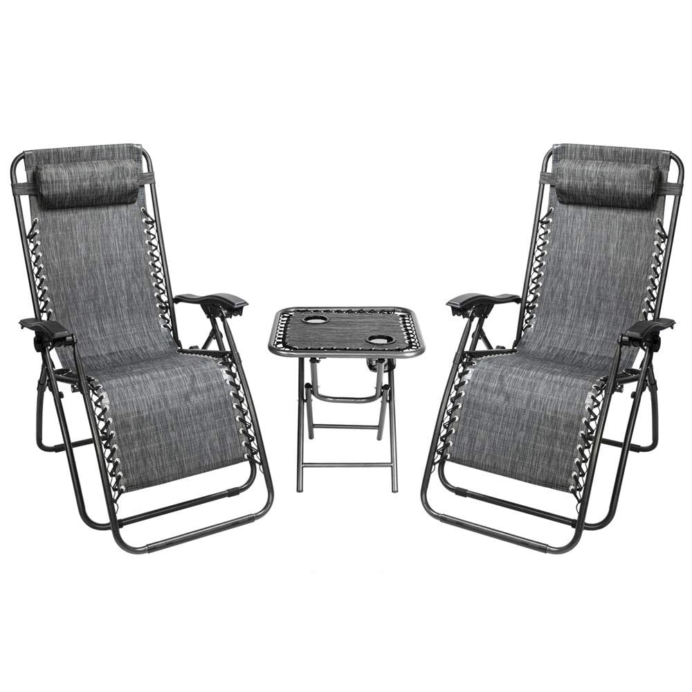 Ktaxon Zero Gravity Chair with Pillow Two Pack Chairs & Portable Cup Holder  Table