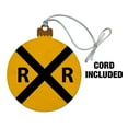 thumbnail image 2 of Railroad Crossing Traffic Sign Train Wood Christmas Tree Holiday Ornament, 2 of 6