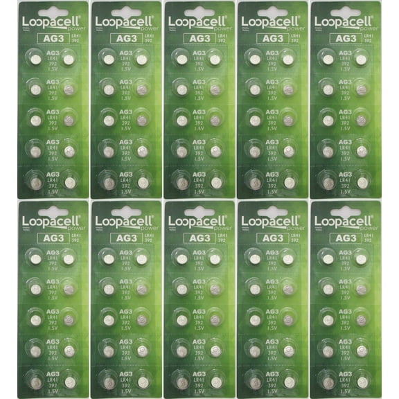 LOOPACELL 100 Pack AG3 LR41 392 SR41SW 384 192 V384 V392 D384 D392 280-13 Alkaline Button Cell Battery