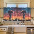 thumbnail image 2 of Yayeee Kitchen Curtains Tier Set of 2 Light Filtering 57"x24" Over Sink Window Panels, Astronaut at Dawn, 2 of 7