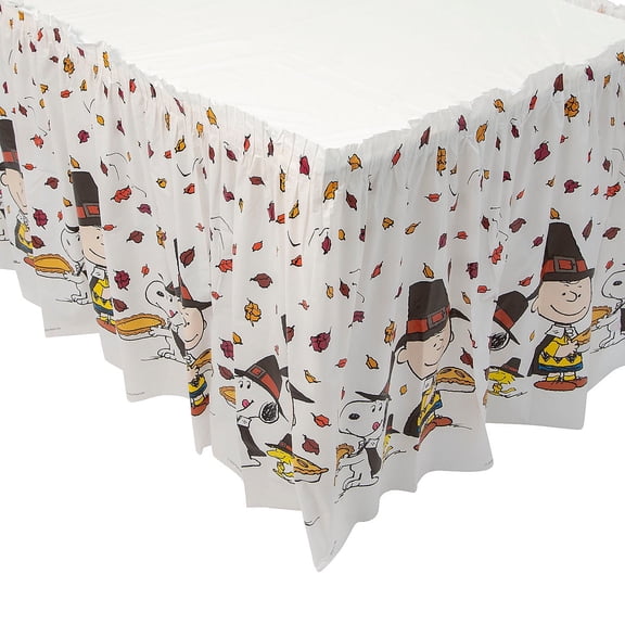 Peanuts Charlie Brown & Snoopy Thanksgiving Pleated Plastic Table Skirt