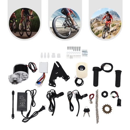 24V 250W Bicycle Electric Conversion Installation Kit Brush Motor Twist Throttle Black for Most Bicycles
