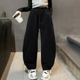 thumbnail image 2 of Hifoo Child Girls Jogger Pants Winter Warm Athletic Wide Leg Sweatpants For Teen Girls Casual Comfort Outfit For Ages 3 To 13 Years Trousers Trendy Solid Color Slacks, 2 of 5