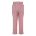 thumbnail image 4 of Red Womens Sweatpants Women's Cotton and Linen Striped Elastic Waist Side Back Four Pockets Buttoned 9/10 Pants Casual Pants Women, 4 of 6