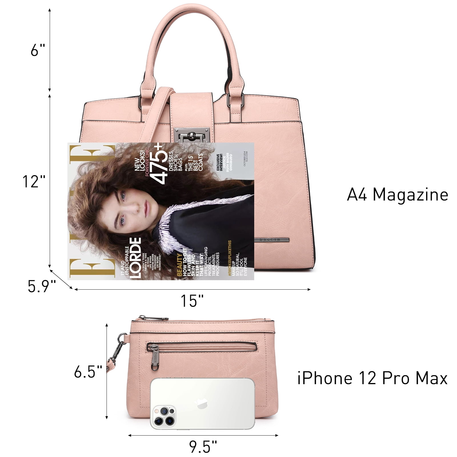 Dasein Handbags for Women Purses Monogram Satchel Purse Large Tote Ladies Handbag Shoulder Bags Top Handle Work Bag 2pcs Set