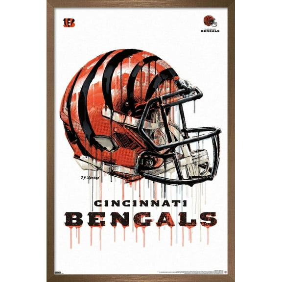 NFL Cincinnati Bengals - Drip Helmet 20 Wall Poster, 22.375" x 34", Framed