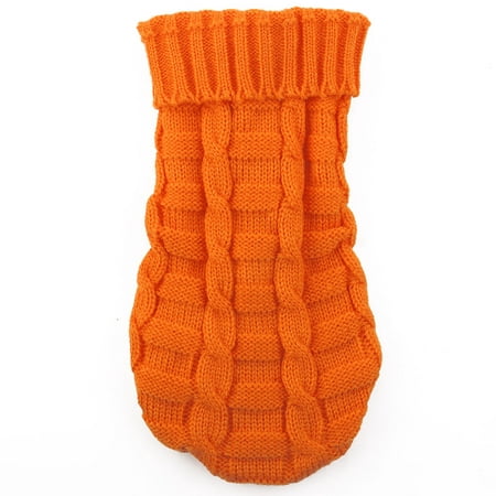 Pet Cat Woolen Knitted Winter Warm Sweater Coat Clothes Apparel Costume Orange L