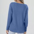 thumbnail image 4 of DeHolifer Women Tops Solid Color V-Neck Button Long Sleeve Loose Casual Knit Pullover Tops Blue S, 4 of 5