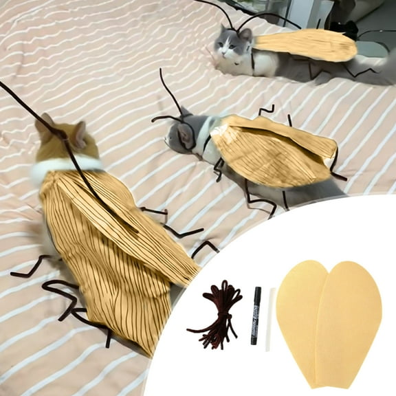 Sulaicai Cat Cockroach Clothing Kit for Halloween, Funny Kitten Cape Craft Set with Wings and Antennae, Excellent Party Decoration for Cats and Small Dogs
