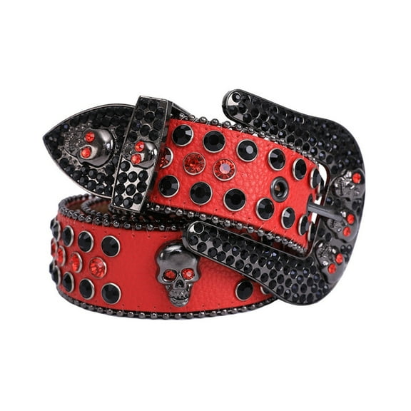 Yokua Rhinestone Buckle Belt for Dress Head Skull Decor Waist Belt Formal Belt