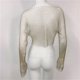 thumbnail image 3 of Women Glitter Rhinestones See Through Flared Long Sleeve Crop Top Fishnet Mesh T-Shirt Rave Outfit Body Chain Clubwear orange, 3 of 4