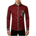 thumbnail image 2 of Yaoyar Men Fashion Printed Casual Shirt Pocket Buttoned Long Sleeve Stand-Up Collar Shirt Slim Fit Floral Print Shirt, 2 of 5