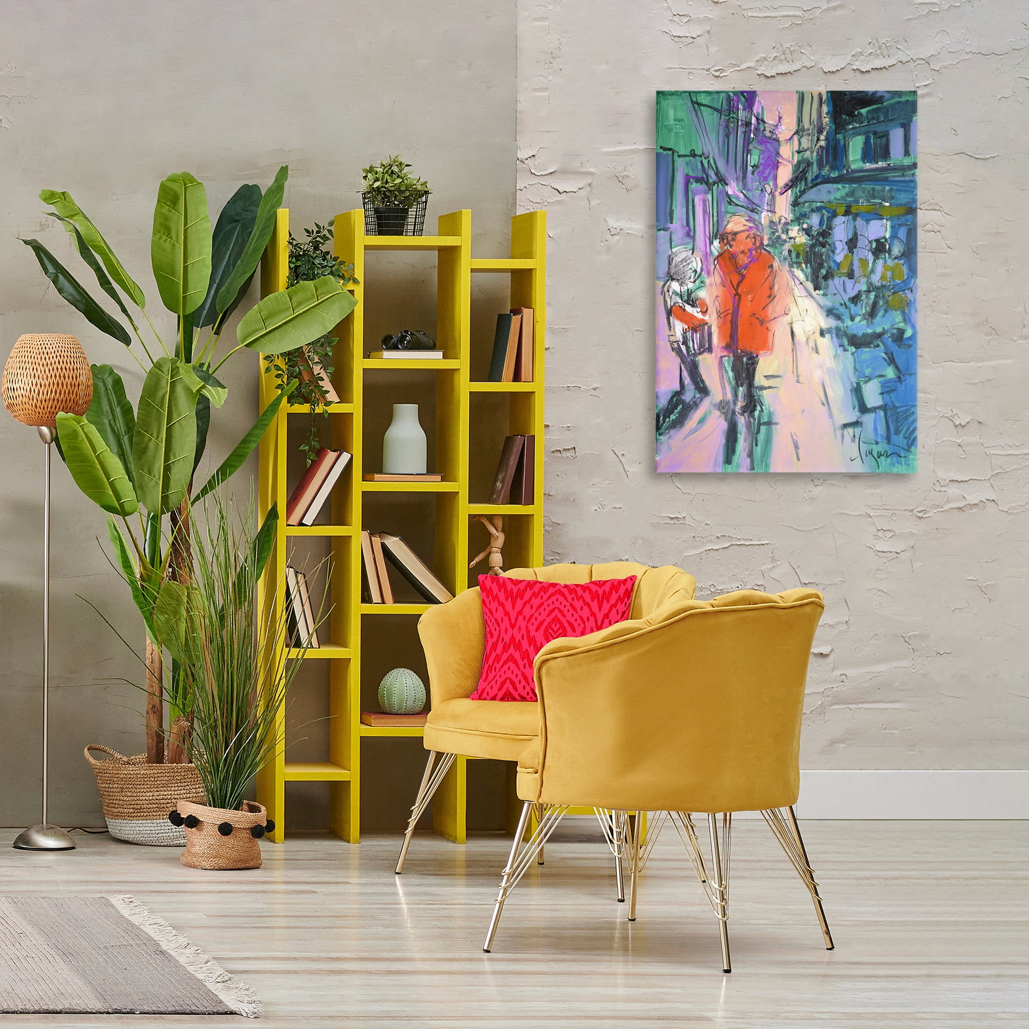 Stupell Industries Strolling City Streets People Painting Wrapped Canvas Art Print Wall Art, 24 x 36