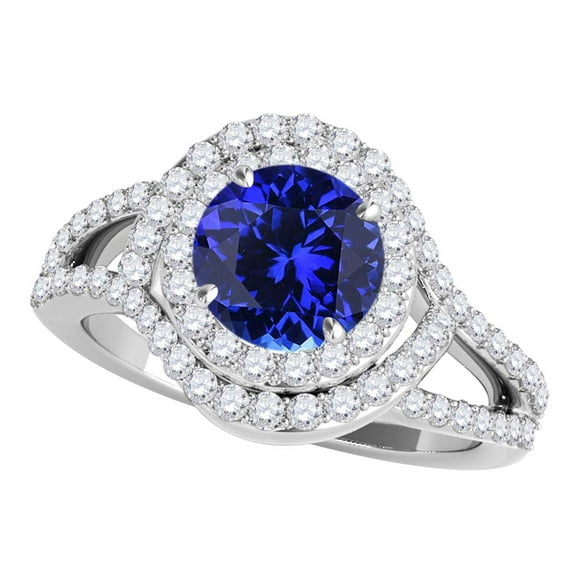 Mauli Jewels Rings for Women 1.60 Carat Diamond And Tanzanite Ring 4-prong 14k White Gold