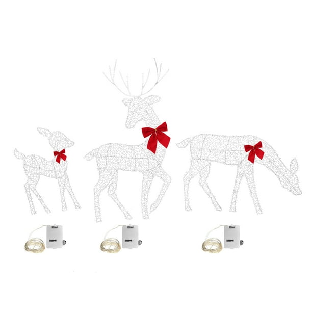 Reno de ciervo iluminado al aire libre Decoración navideña Reno iluminado navideño LED (lazo + tela de malla)