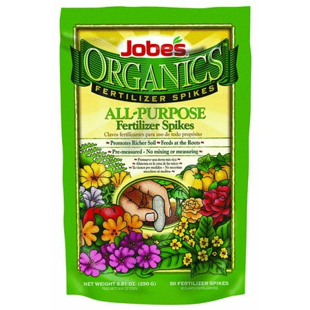 Jobes Easy Gardener 06528 50 Count Organics All Purpose Fertilizer Spikes 4-