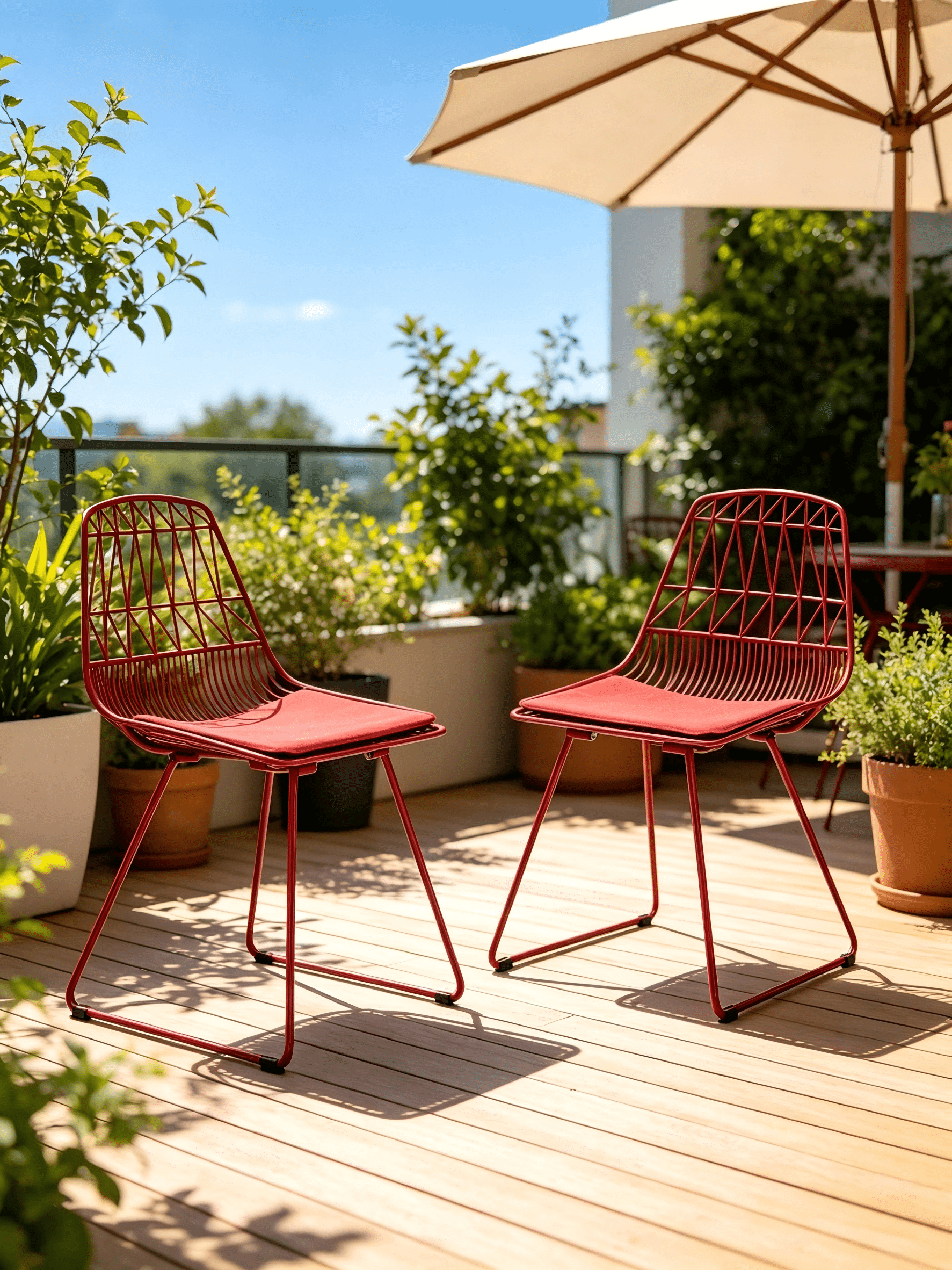 Industrial Metal Bistro Chairs, Modern Geometric Back Padded Faux Leather Side Chairs, Lightweight Sturdy Metal Chair, Indoor Outdoor Kitchen Cafe Chair with Anti-Scratch Floor Pads