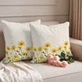 thumbnail image 2 of Yellow Daisy Pillow Covers 2 Pack Watercolor Spring Yellow Floral Plants Linen Texture Pillowcase Waterproof Outdoor Throw Pillow Cover for Patio Garden Square Cushion 18”x18”, 2 of 9