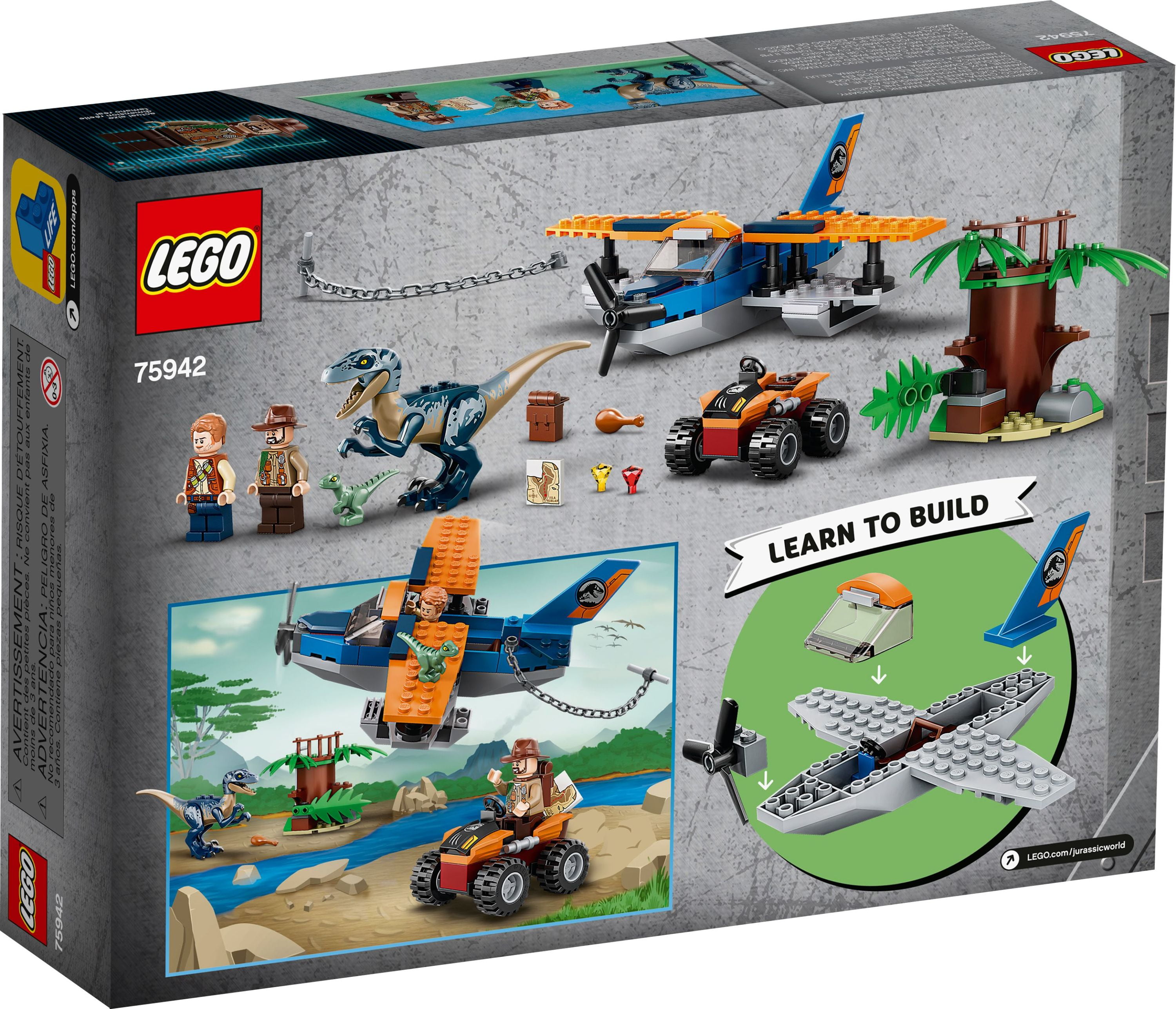 omfavne Rejse Sky LEGO Jurassic World Velociraptor: Biplane Rescue Mission 75942 Dinosaur  Building Set for Preschool Kids (101 Pieces) - Walmart.com