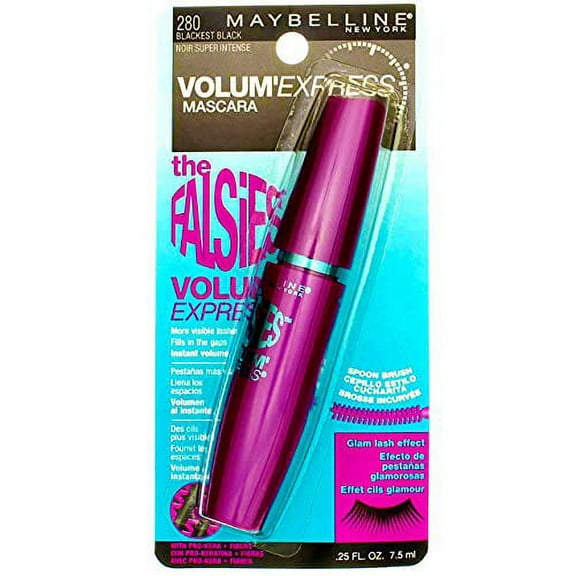 Maybelline New York Volum'Express the Falsies Washable Mascara Special Value Pack(pack of 2- 0.25 Fl. Oz.), 280 Blackest Black,